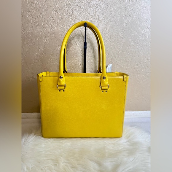 kate spade Yellow Leather Tote with Scarf Accent EUC - Picture 2 of 9